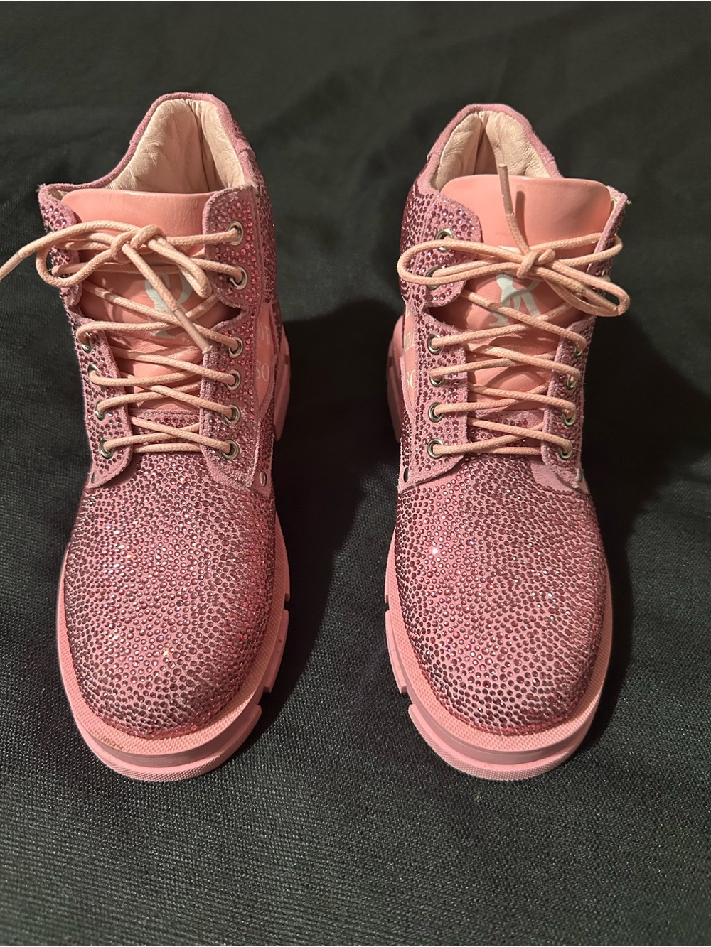 Women's Sparkle Pink Lace-Up Boots
